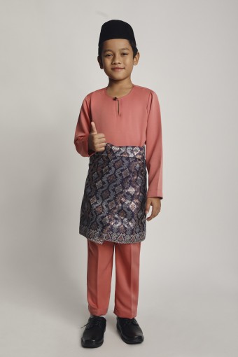 Hafiy Baju Melayu Teluk Belanga Kids Coral Pink